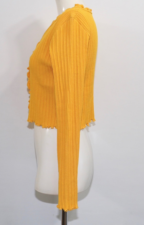 Mellow Rib Cardigan (yellow) ニットカーディガン イエロー 黄色 ガーリー 8枚目の画像