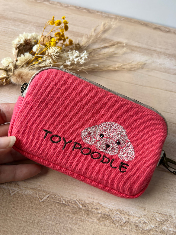 ふわもこトイプードル刺繍♡コインケース///ミニポーチ 5枚目の画像