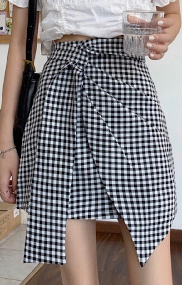 Gingham Check Irregular Mini Skirt ミニスカート チェック柄 ガーリー 5枚目の画像