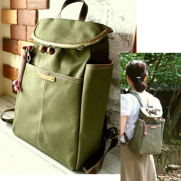 JUNE　楕円底リュック（L）　帆布 JUNE様専用 楕円底リュック（L） 帆布 - メルカリ