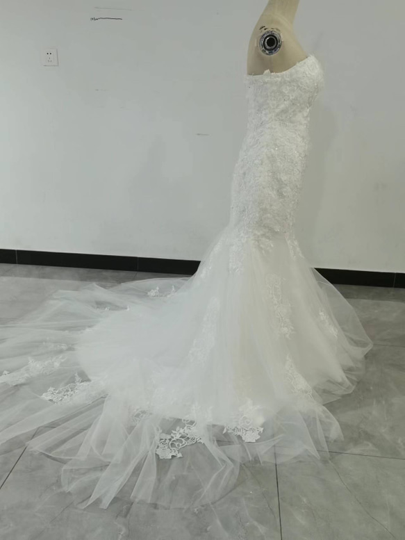 美品！フランス風ウエディングドレス オフホワイト マーメイドライン  