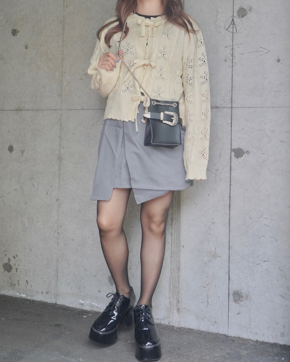 Irregular Mini Skirt (grey) ミニスカート グレー 灰色 カジュアル 3枚目の画像