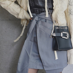 Irregular Mini Skirt (grey) ミニスカート グレー 灰色 カジュアル 2枚目の画像