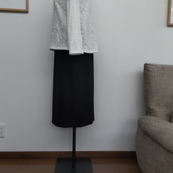 サイズ別　裏地付き　圧縮ウールニットのタイトスカート　黒 5枚目の画像