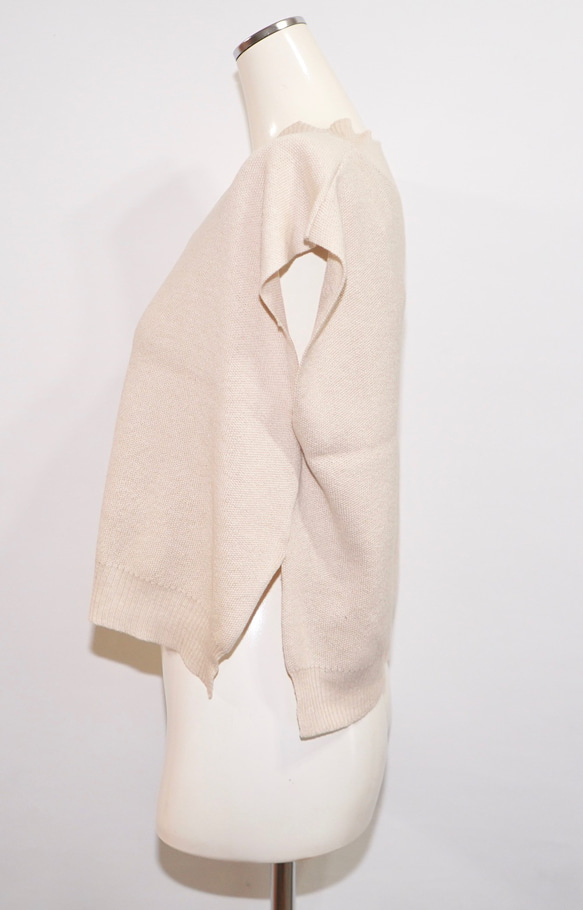 Basic V-neck Knit Vest (beige) ニットベスト ベージュ 薄茶 カジュアル 6枚目の画像