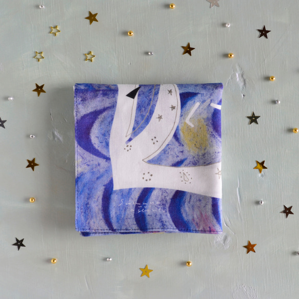 ハンカチ・スカーフ  / 月の番人 /パープル / ギフトにも 13枚目の画像