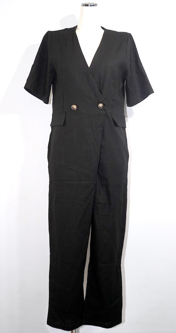 Double Breasted S/S Jumpsuit (black)セットアップ ブラック 黒 カジュアル 5枚目の画像