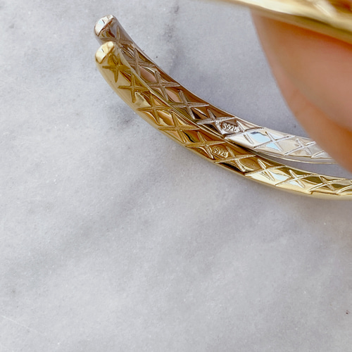 シルバー925 バングル ゴールド色 ラスト一点 バングル・リストバンド