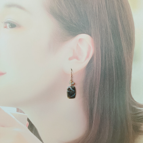 マーカサイト 14kgfピアス 天然石