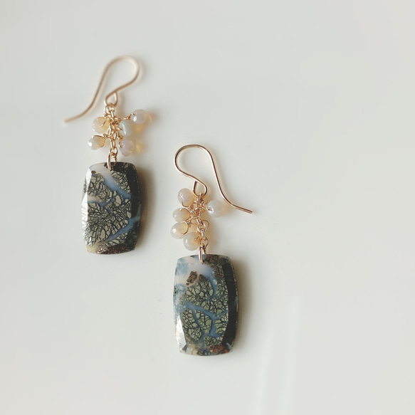 マーカサイト 14kgfピアス 天然石