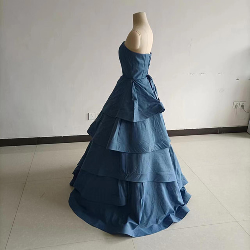 送料無料！ブルーグレー デニムドレス 取り外しオフショルダー  