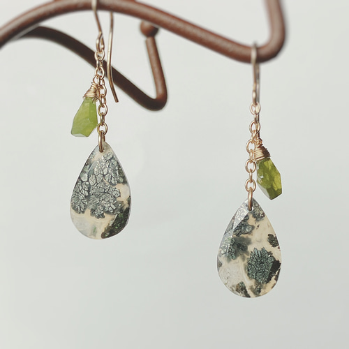 マーカサイト 14kgfピアス 天然石