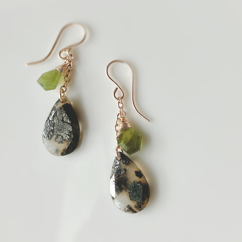 マーカサイト 14kgfピアス 天然石