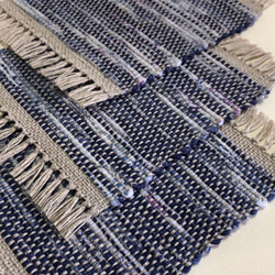 裂き織り　コースター☆彡麻糸フリンジタイプ（3種） 4枚目の画像
