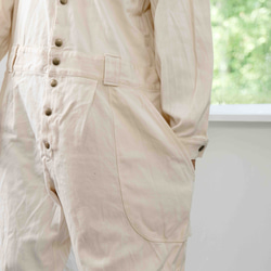 寬鬆的 Shigotonin 連身衣/米色/Mikawa 紡織品 第4張的照片