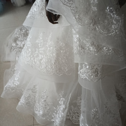豪華！米白色婚紗，精緻蕾絲，華麗拖裾，婚禮/招待會 第3張的照片