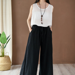 良品綿麻キュロット 亜麻ワイドパンツ #K17 5枚目の画像