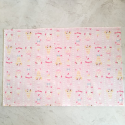 40×60 萌え断　パフェ柄 ランチョンマット 巾着袋 セット 給食 スイーツ 女の子 苺　うさぎ　ピンク 2枚目の画像
