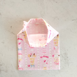 40×60 萌え断　パフェ柄 ランチョンマット 巾着袋 セット 給食 スイーツ 女の子 苺　うさぎ　ピンク 4枚目の画像