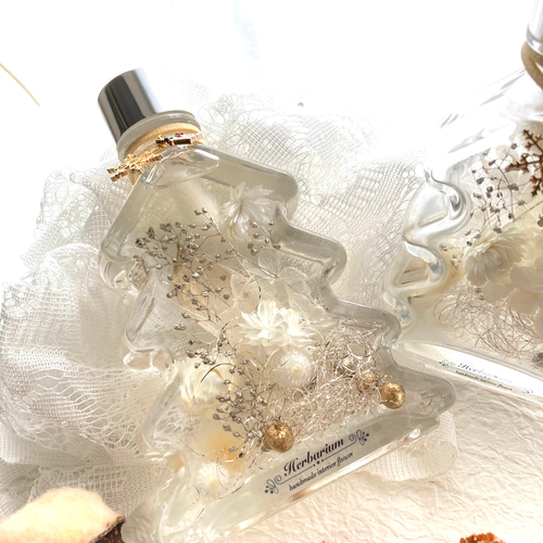 超早割クリスマス2025 ハーバリウムオイル クリスマスツリーガラス