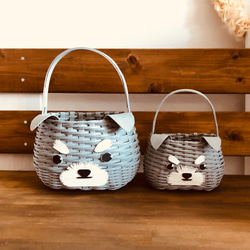 crafty 竹カゴバッグ  　グレージュ　グレー Crafty竹細工カゴバッグ 竹と牛革のカゴバッグ
