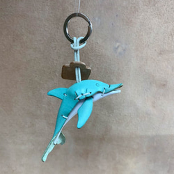 海洋生物-海豚-真皮植鞣 皮革鑰匙圈 吊飾 動物造型 第8張的照片