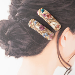 《再販》211 インド刺繍リボンのヘアピン 長方形 ☞色選べます 4枚目の画像