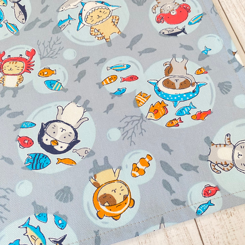 30×40cm ◉ さかな猫 ◉ ランチョンマット 2色セット ブルー