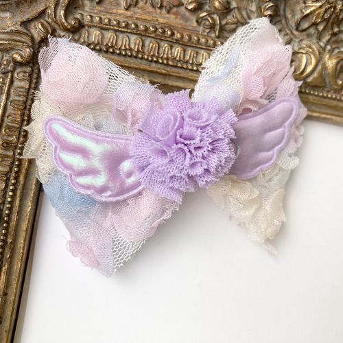 オーガンジーリボン ヘアゴム 星の天使