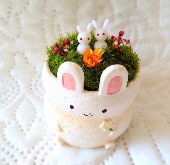 アニマルポット『うさぎちゃん(ホワイトver')』 1枚目の画像