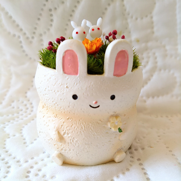 アニマルポット『うさぎちゃん(ホワイトver')』 2枚目の画像