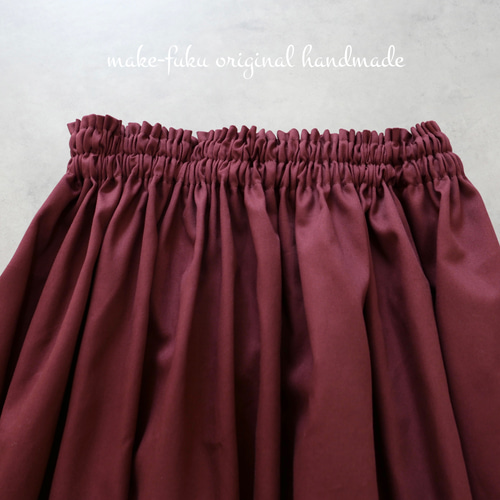 チノギャザースカート ボルドー ロングスカート（マキシ丈） make-fuku