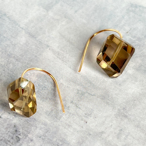 秋色❤️高品質 AAA スモーキークォーツ ピアス 14kgf 天然石 大人