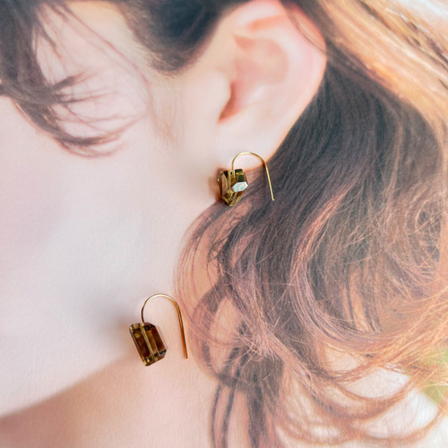 秋色❤️高品質 AAA スモーキークォーツ ピアス 14kgf 天然石 大人