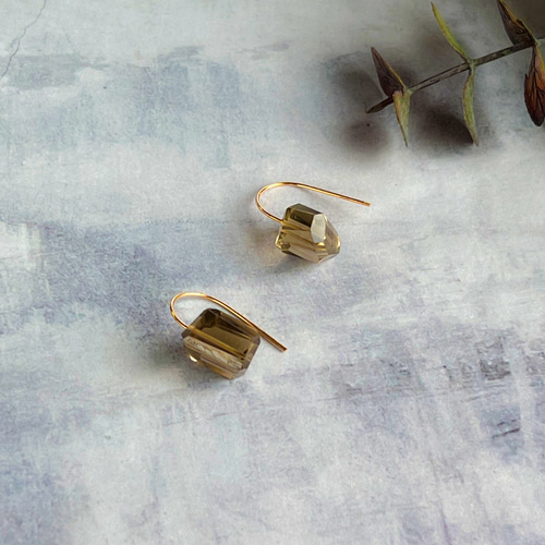 秋色❤️高品質 AAA スモーキークォーツ ピアス 14kgf 天然石 大人