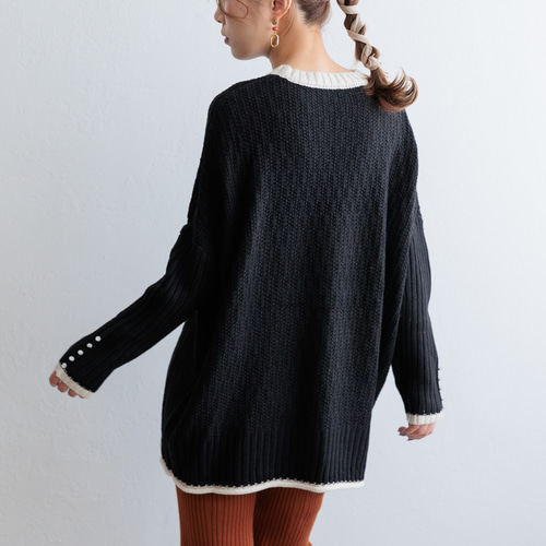 【45R】 ウール バイカラーニット (サイズ0) 45R】 ウール バイカラーニット (サイズ0) 45R】 ウール バイカラー