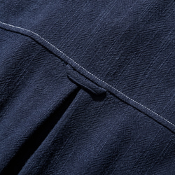 カジュアルさの中にまろやかな印象を与える丸襟コットン リネンワンピース　長袖　紺色　230925-1 10枚目の画像