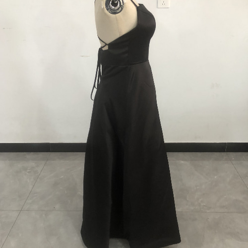 美品！黒 パーティードレス ロング キャミソール タンクトップ 優雅な  