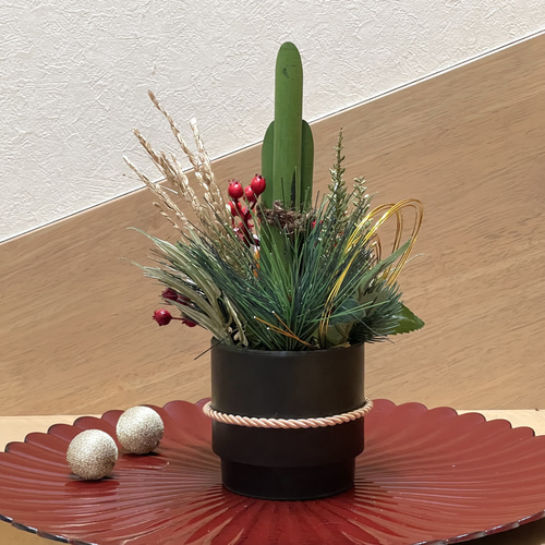 数量限定】お正月 お洒落なミニ門松 アートフラワー blanche