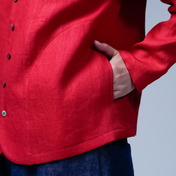 【wafu】プレミアム Linen Jacket 首があきすぎないジャケット / クリストローゼ h038a-ctr3 18枚目の画像