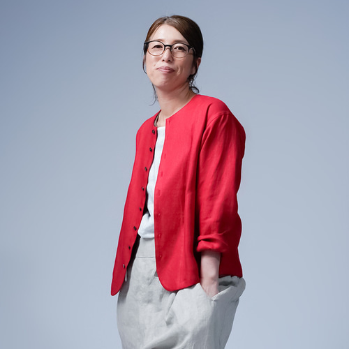 wafu】プレミアム Linen Jacket 首があきすぎないジャケット / クリス  