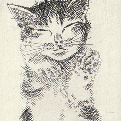 まねき猫・2023/銅版画(額あり） 4枚目の画像