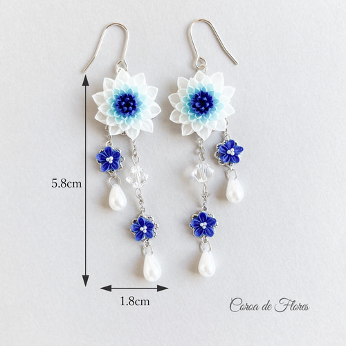 全6色】グラデーションの花のピアス/イヤリング つまみ細工 正絹羽二重