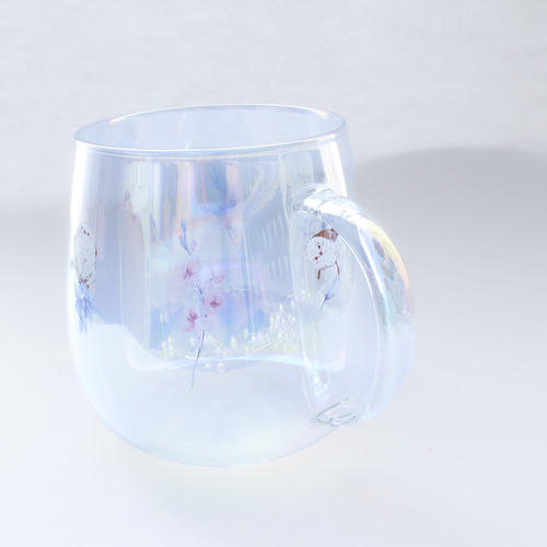 シマエナガさんのオーロラ耐熱グラス〜雪の妖精とお花〜新作