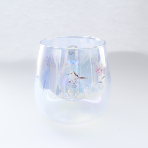 シマエナガさんのオーロラ耐熱グラス〜雪の妖精とお花〜新作