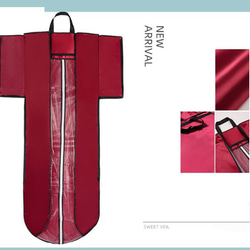 C3 追加専用　ドレスの持ち運びに便利なドレスバッグ ドレスカバー 衣類カバー　ワインレッド/シルバー白/茶 6枚目の画像