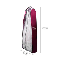 C3 追加専用　ドレスの持ち運びに便利なドレスバッグ ドレスカバー 衣類カバー　ワインレッド/シルバー白/茶 3枚目の画像