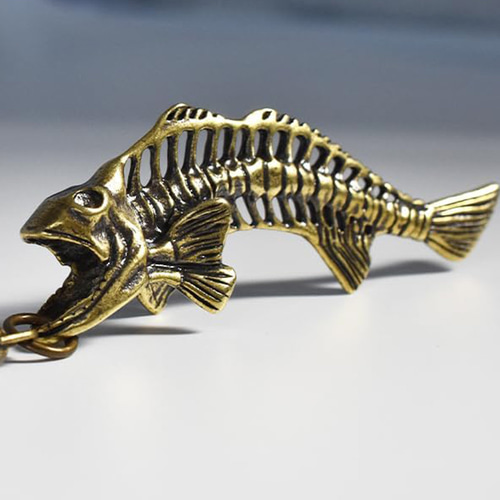 真鍮魚 魚の骨 置物 ペンダントトップ 真鍮 フィッシュボーン 真鍮