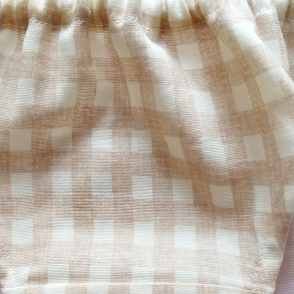 ダブルガーゼ フンティ ベージュチェック ×  ペールピンク    サラフンティ ふんどしパンツ 3枚目の画像