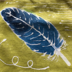 巾着袋☀︎鳥の羽根☀︎手染め☀︎筒描き☀︎綿素材☀︎きんちゃく☀︎小物入れ☀︎Creema限定 4枚目の画像